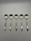 Set Of 5 Rogers Deluxe Plate Precious Round Soup Spoons 7 