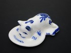Vintage Porcelain Blue   White Cat Kitten Miniature Dollhouse Figurine