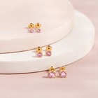 14k Yellow Gold Pink 2mm-3mm Cubic Zirconia Screw Back Earrings For Baby Girls