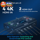 Mini Video Mixer Switcher With 4x 4k Hdmi Inputs  Dual Outputs For Streaming
