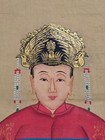 Chinese Old Antique Painting Scroll Qing Dynasty Emperor And Empress Portrait         