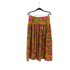 Vintage Adrienne Vittadini Mustard Yellow Drop Waist Knit Floral Skirt - L