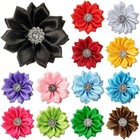 10 Pcs Satin Ribbon Flowers Shiny Rhinestone Appliques Diy Wedding Craft Decor