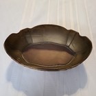 Vintage Oval Heavy Brass  Planter Vertical Designs Scallop Like Design On Top