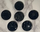Vintage 6 Czech Black  Glass Buttons Button Lot 139-33