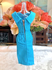 Vintage Barbie Fashion Turquoise Sheath Dress Complete In Excellent Mint Cond 