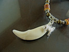 1-3 4   Real Wolf Tooth Pendant Necklace Jewelry - Unique W bead -wolf Accents