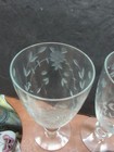 Vintage Antique Elegant Cut Glass Floral Flower Tumblers Etched  Glass Set Four 