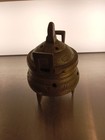 Vintage Brass Incense Cone Burner Stick Holder Tri Footed Pot W Lid Stamped 5   