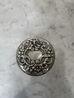 Antique Crystal Vanity Jar With Sterling Silver Repouss   Lid Powder Jar