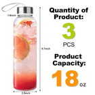 3 Packs Glass Water Bottles With Lid Clear Juice Bottles Reusable Bottle With St