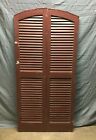 Pair Antique Arch Top 16x67 House Window Wood Louvered Burgandy Shutters 151-22b