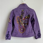 Oilily Purple Music Guitar Bomber Jacket Girl 5t 6t Military Style Festival Bead