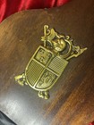Bellows Air Blower Wood   Leather Gold Colored Knight Vtg Mcm 17  Fireplace