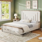 3-piece Modern Fluted Queen Bedroom Furniture Set  Rustic White