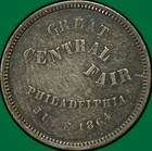 1864 Silver Great Central Fair Civil War Token Pa-780-l-1f R-5 Uncirculated Bu