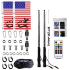 2x 3ft Rgb Spiral Led Whip Lights Antenna Chase W spring Base remote For Atv Utv