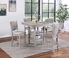 5pc Counter Height Dining Set  Square Table W  Shelves   Cushion Chairs