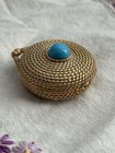 Vintage Estee Lauder Compact Solid Perfume Faux Turquoise Gold Tone Youth Dew 