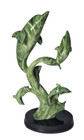 Vintage Faux Green Marble Dolphin Family Statue Figurine Resin Sculpture 13 In