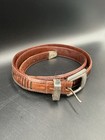 Vintage Ornament Western Brown Leather Belt Sz 42 Engraved Buckle   Keeper