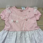 Vintage Joggles Toddler Girls Dress Size 4t Pink White Lace Rosebud Florette