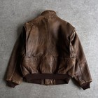 90 s Vintage G-1 Flight Jacket Brown Sheepskin Collar Size L  fi Cza
