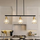 Island Light For Kitchen 3-light Matte Black And Gold Finish Kitchen Island 