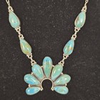 Southwestern Kingman Turquoise Sterling Silver Naja Squash Blossom Necklace 16 