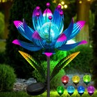 Colorful 38  Metal Wind Spinner Yard Art With Stake - Solar Garden Decor  Patio