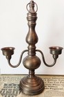 Antique Heavy Brass Candelabra 2 Arm Vintage Candle Holder 15    Mcm Vintage