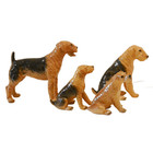 Mortens Studio Antique Airedale Terrier Family Of 4 Ceramic Figurines 1930s