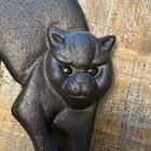 Vintage Cast Iron Door Stop Black Cat Spooky Feline Heavy 11    Tall