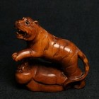 2 Inch Signature Hand Carved Boxwood Tiger Figurine Old Netsuke Gift Collectable