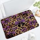 Purple Bow Leopard Print Bath Mat Brown Girly Modern 17 7x29 5  Brown Purple
