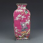 Chinese Old Qianlong Porcelain Color Enamel Painted Gilt Flower Bird Vase 
