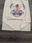 Vtg Mexican Huipil Dress White Cotton Embroidered Peacock Puebla Peasant L Boho