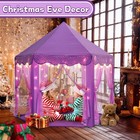 Purple Princess Castle Tent For Girls With Fairy Star Lights Play Tents For Kids