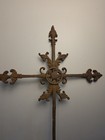 Vtg Ornate Cast Iron Metal Cross Fleur De Lis Crucifix 25 5  Antique