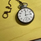 Elgin Pocket Watch Silver Case White Dial Arabic Numerals Includes Chain