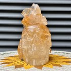 990 G  Clear Quartz Carving Golden Healer Yellow Inclusions Gemstone Home Gift