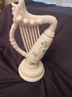 Beleek Ireland Porcelain 6 5    Irish Harp Figurine-shamrock Design-green Mark