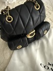      Authentic Coach Quilted Shoulder crossbody Bag     Black   Gold