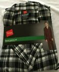 Nwt Men s Hanes Flannel Red   Black Gray Plaid L s Pant Set Pajamas Pjs Cotton