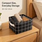 Storage Basket cotton Linen Organizer Bin  7 87x6 3x5 51  black Square Print    