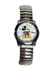 Disney Seiko Sii Mickey Mouse Watch Silver Tone Stretch Band New Battery