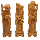 Chinese Boxwood Immortal Statues Fu Lu   Shou 6  Hand Carved Vintage