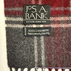 Jos A Bank Mens 100  Cashmere Scarf Plaid Grey Burgundy Fringe Winter Luxury