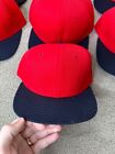 Blank Hat Lot  10  Delong Snapback Cap Wool Red Navy Blue M-l Usa Vtg