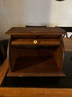 Vintage Wood Roll Top Bread Box Primitive Rustic Cottage Farmhouse Grannycore 